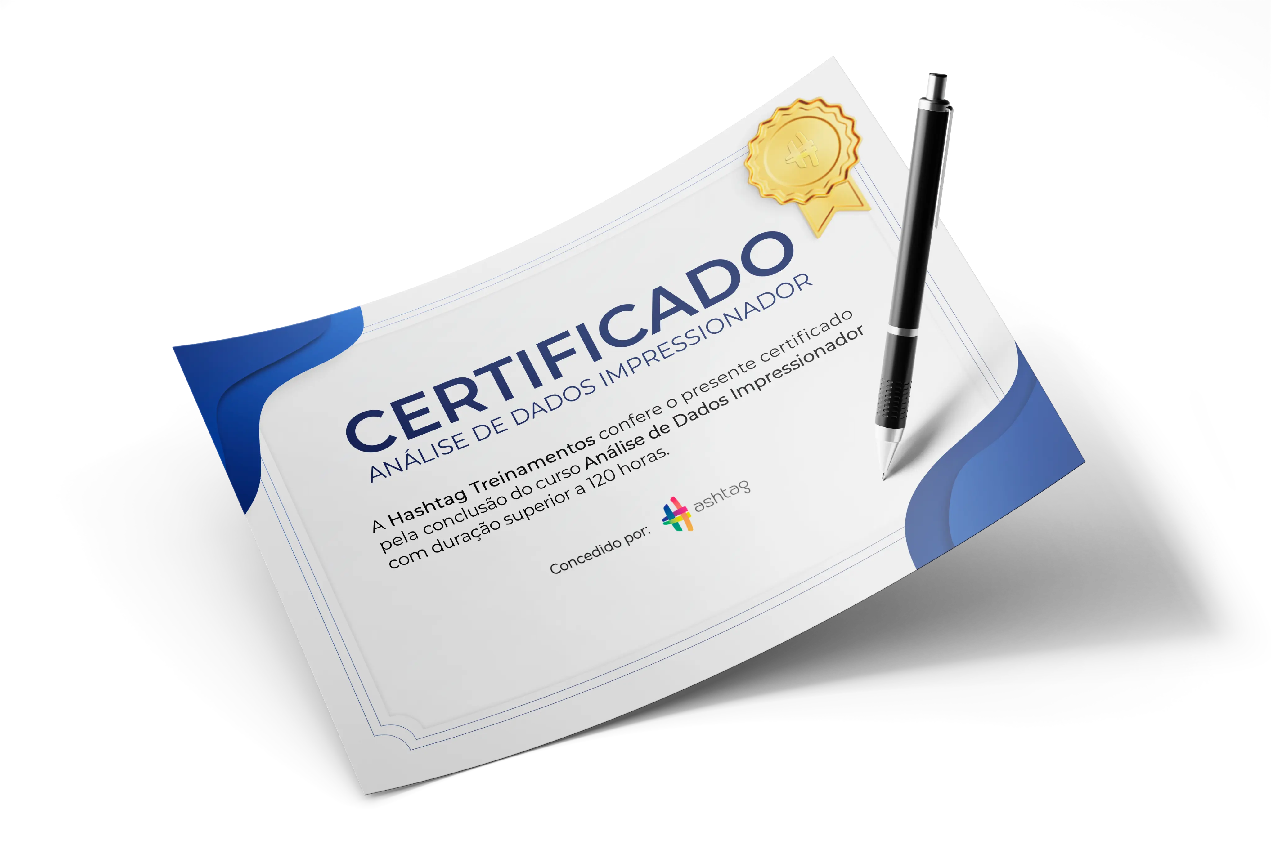 Exemplo de certificado da especialização Análise de Dados